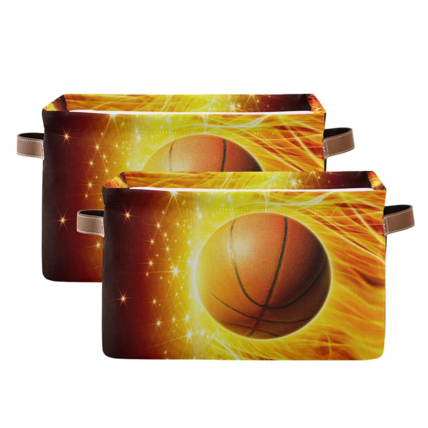 GZHJMY Burning Basketball Large Storage Basket 2 Pack,Collapsible Toy ...
