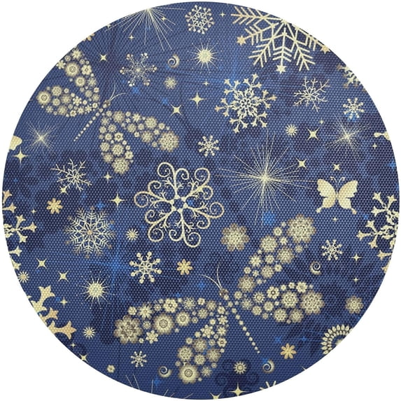 GZHJMY Butterflies and Christmas Snowflakes Placemats Set of 6 Non-Slip Heat Resistant Dining Table Place Mats Washable Kitchen PVC Weave Table Mats Table Mat