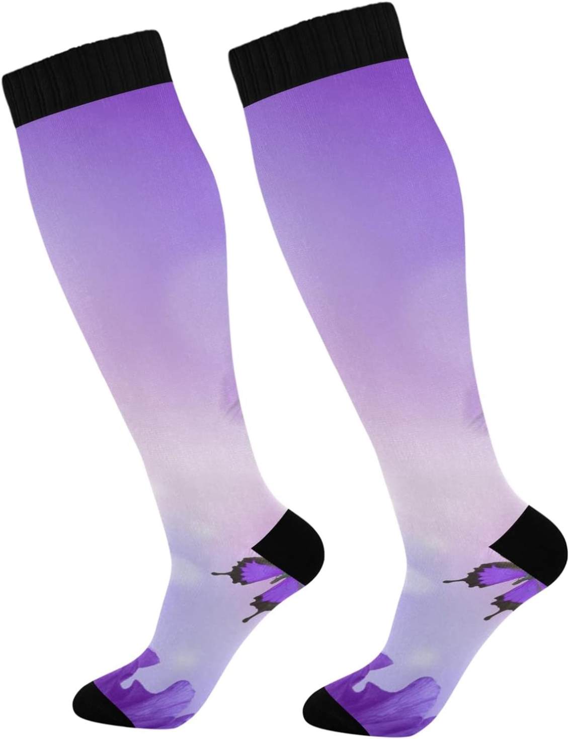 Bas De Compression Agita Butterfly 20-30 MmHg - Motif Papillon Bleu/lilas, Neufs Avec étiquettes
