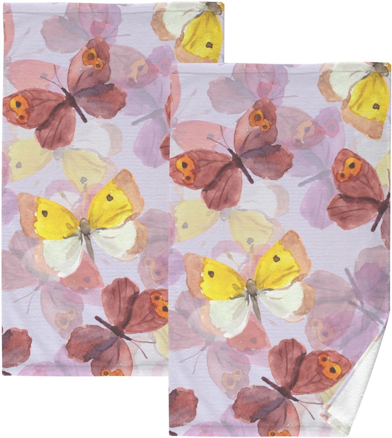 Lenox Butterfly Meadow Cloth Fingertip Towel | Decorative Multicolor Floral & Butterfly Bathroom Hand Towel