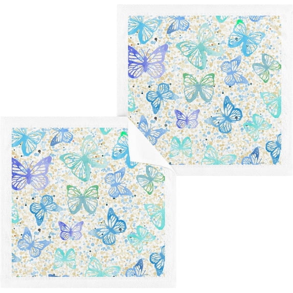 GZHJMY Butterfly Dots Wash Cloths 6 Pack - 12 x 12 Inch Super Super Soft Washcloths for Your Face and Body - 100% Cotton Absorbent Baby Face Towel