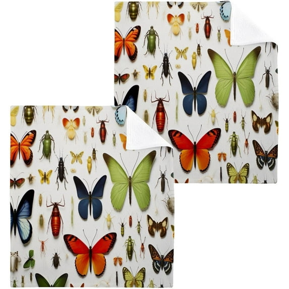 GZHJMY Butterfly Organism Cotton Washcloths Set of 4, 12"x12" Super Soft Absorbent Wash Cloths Bathroom Face Cloths Fingertip Towels for Gym Hotel and Spa