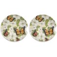 Gzhjmy Butterfly On White Flower Car Coasters 2 Pack Drinks Absorbent 