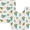 thumbnail image 1 of GZHJMY Cactus Cacti Succulent Polka Dot Bath Mat for Bathroom Shower U Shape Toilet Rugs Contour Carpet Set, Fluffy Absorbent & Machine Washable, 2 Piece Carpet Runner, 1 of 7