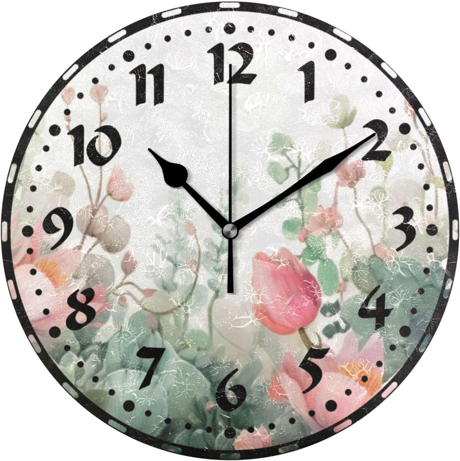 GZHJMY Cactus and Flowers Wall Clock, PVC Silent Non Ticking 10 Inch ...