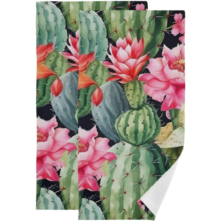 GZHJMY Cactus Hand Towel Set of 2 Highly Absorbent Soft Face Hand Towels for Bathroom Kitchen Hotel Gym and Spa 14 x 28 Inch 14 x 28 Inch Walmart