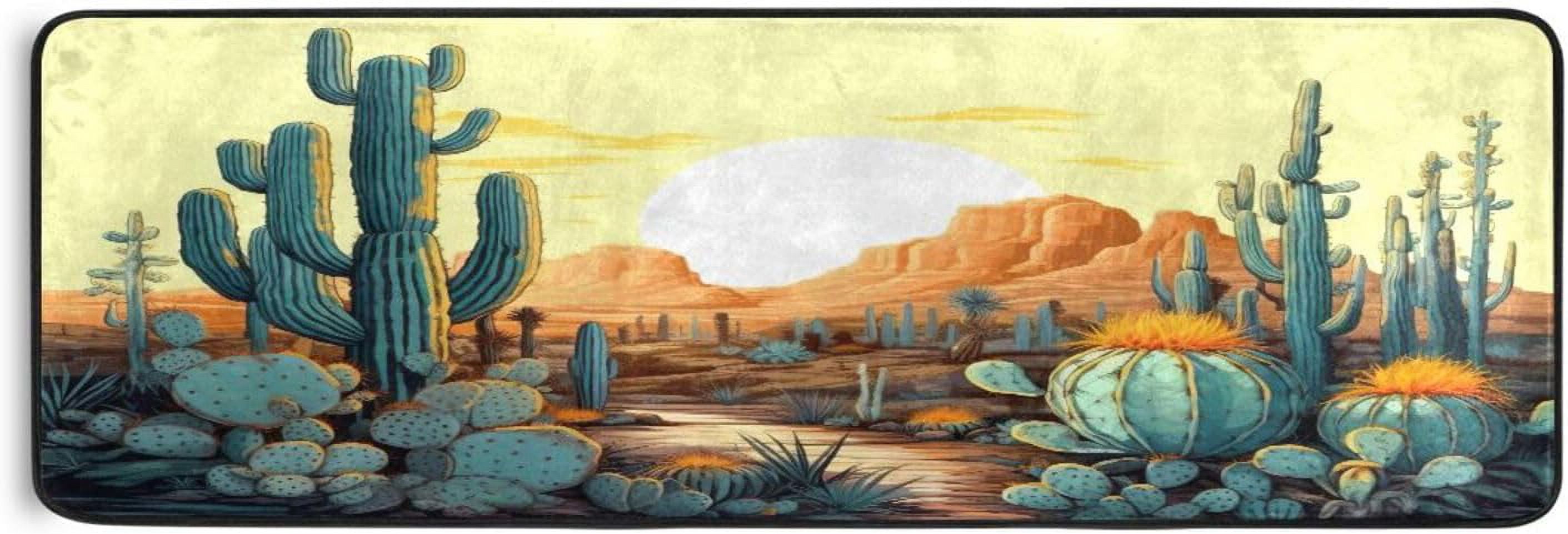 GZHJMY Cactus Landscape Area Rug - 2' x 6' Washable Runner Rugs with ...