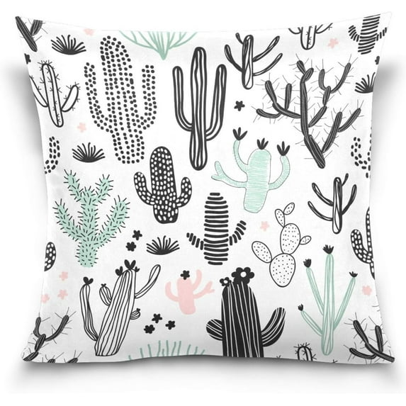 GZHJMY Cactus Pattern Pillow Cover 20 x 20 Inch, Soft Decorative Cushion Case Square Throw Pillow Cover for Sofa Living Room Couch Home Decor