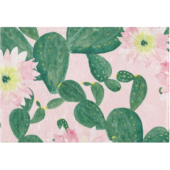 GZHJMY Cactus and Pink Flowers Bath Mat for Bathroom Rugs Rectangle Carpet for Shower, Fluffy Absorbent & Machine Washable, 16x24 Inch Carpet Runner