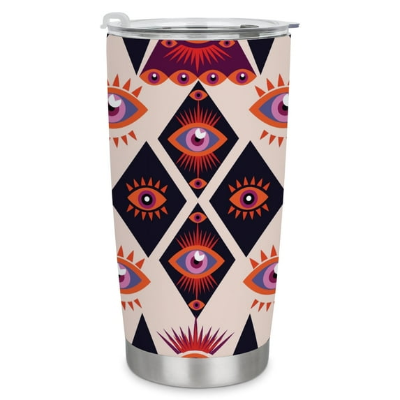 GZHJMY Car Cup Travel Mug, Esoteric Eye Colorful Line Art 304 Stainless Steel Coffee Cup, Insulated Heated Thermos Mug with Lid, 6.5×3.6×2.8 Inch