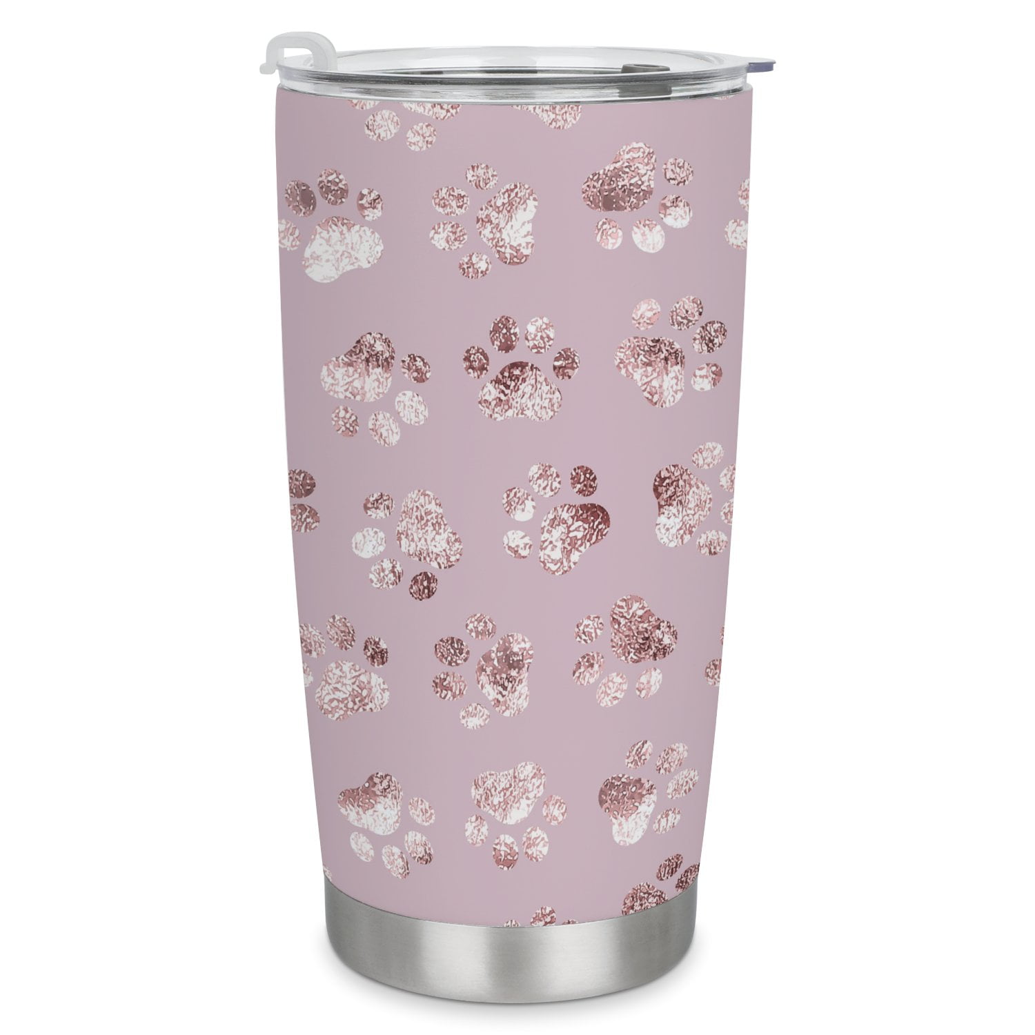 GZHJMY Car Cup Travel Mug, Pink Cute Paw Prints 304 Stainless Steel