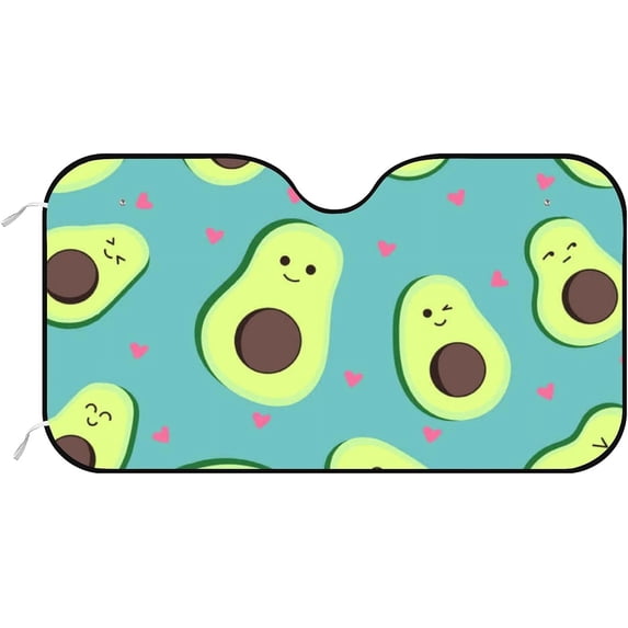 GZHJMY Car Front Windshield Sunshade UV Heat Protection, Foldable Auto Windshield Sun Visor for SUV Sedan Cute Avocado Pattern, Car Sunscreen Blocks UV Rays Heat 51x27.5inch Keep Vehicle Cool