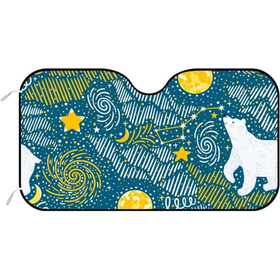 GZHJMY Car Front Windshield Sunshade UV Heat Protection, Foldable Auto Windshield Sun Visor for SUV Sedan Polar Bear Milky Way, Car Sunscreen Blocks UV Rays Heat 51x27.5inch Keep Vehicle Cool