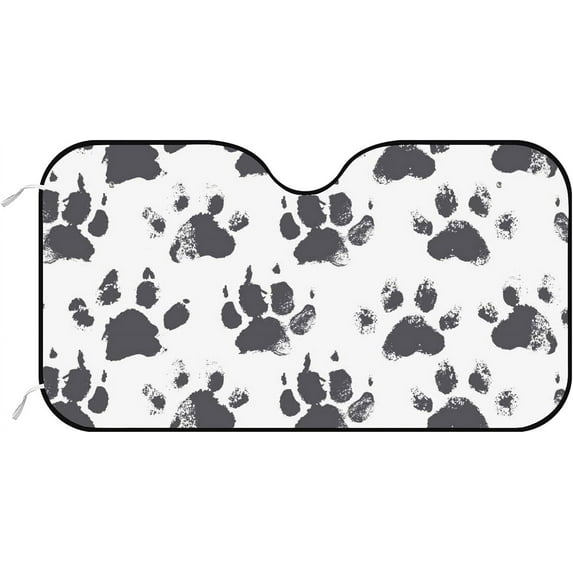 GZHJMY Car Front Windshield Sunshade UV Heat Protection, Foldable Auto Windshield Sun Visor for Sedan SUV Abstract Dog Paw Prints, Car Sunscreen Blocks UV Rays Heat 51x27.5inch Keep Vehicle Cool