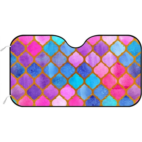 GZHJMY Car Front Windshield Sunshade UV Heat Protection, Foldable Auto Windshield Sun Visor for Sedan SUV Cute Panda Head, Car Sunscreen Blocks UV Rays Heat 51x27.5inch Keep Vehicle Cool