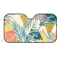 thumbnail image 1 of GZHJMY Car Front Windshield Sunshade UV Heat Protection, Foldable Auto Windshield Sun Visor for Sedan SUV Geometric Leaves, Car Sunscreen Blocks UV Rays Heat 51x27.5inch Keep Vehicle Cool, 1 of 6