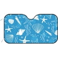 thumbnail image 1 of GZHJMY Car Front Windshield Sunshade UV Heat Protection, Foldable Auto Windshield Sun Visor for Sedan SUV Truck Blue Ocean Pattern, Car Sunscreen Blocks UV Rays Heat 51x27.5inch Keep Vehicle Cool, 1 of 5