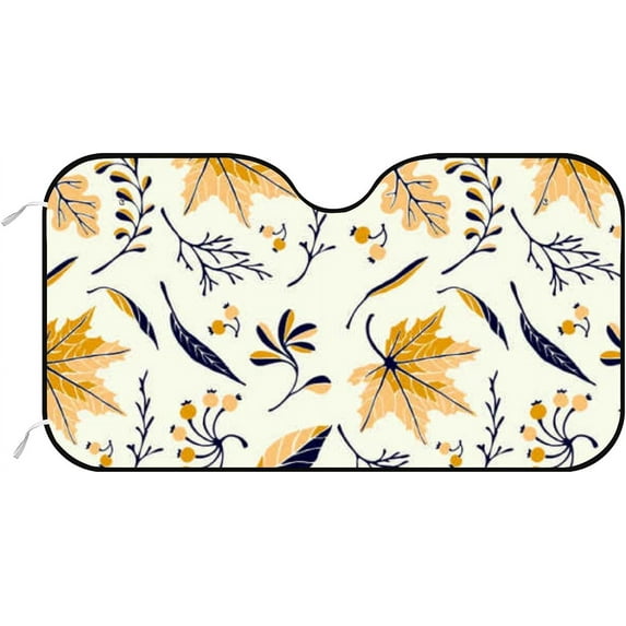 GZHJMY Car Front Windshield Sunshade UV Heat Protection, Foldable Auto Windshield Sun Visor for Sedan SUV Truck Yellow Flowers on Lattice, Car Sunscreen51x27.5inch Keep Vehicle Cool