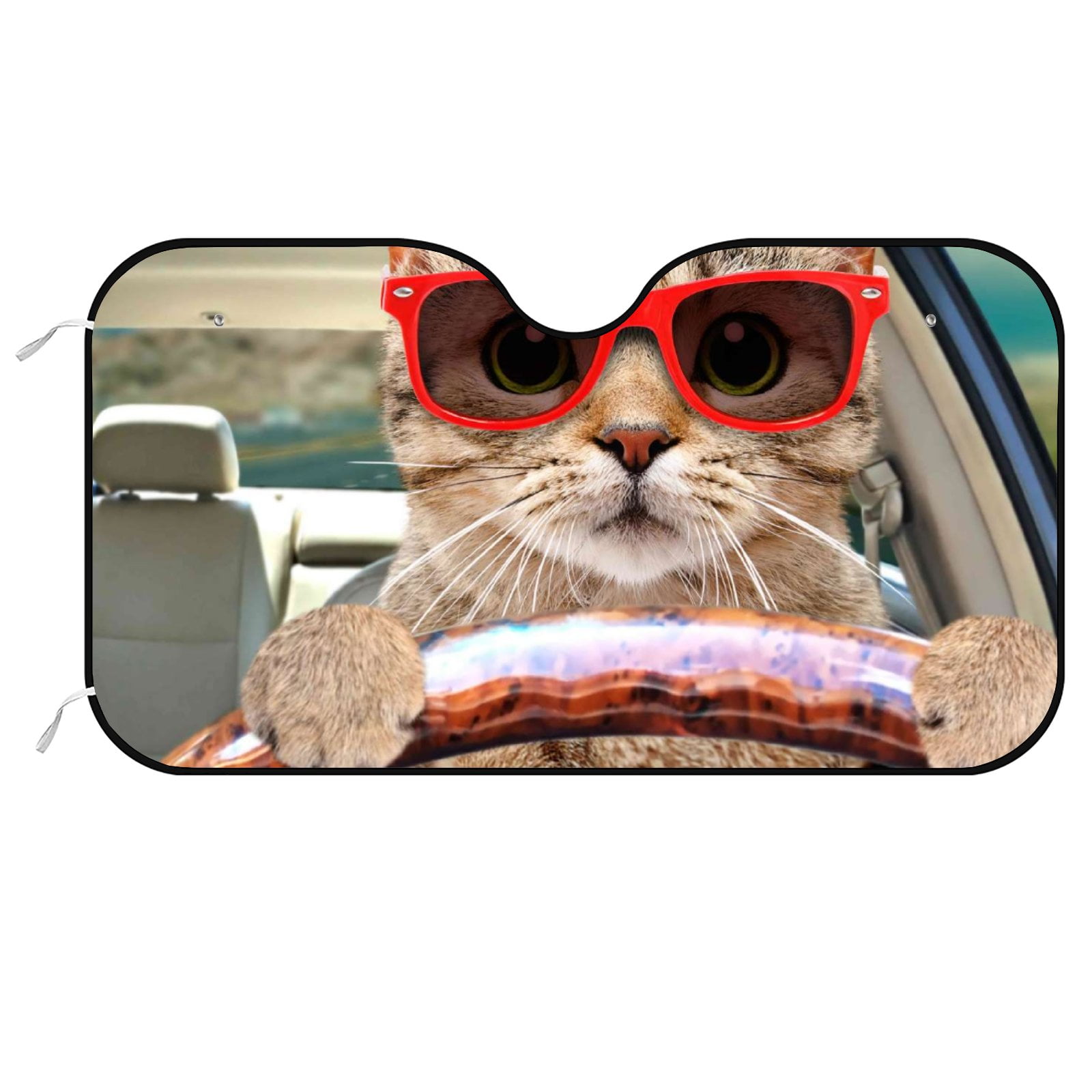 GZHJMY Car Windshield Sun Shade Blocks Max UV Rays, Driving Cat Funny