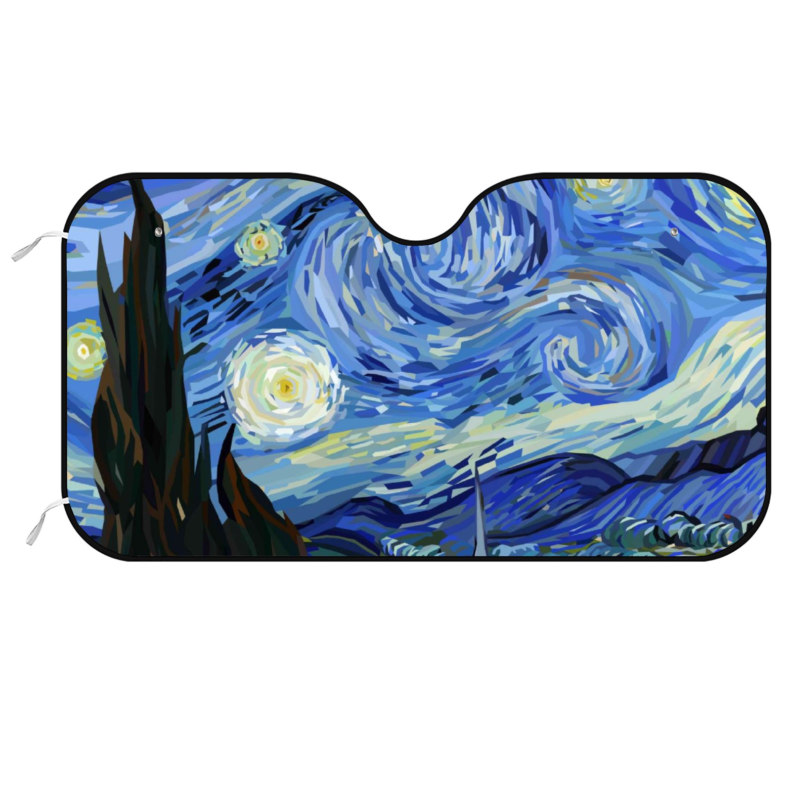 GZHJMY Car Windshield Sun Shade Blocks Max UV Rays, Starry Night Oil