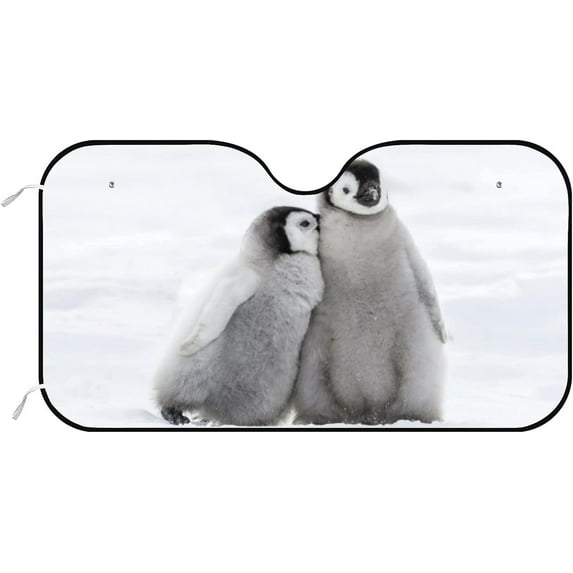 GZHJMY Car Windshield Sunshade Cute Two Penguins, Foldable Car Visor Front Window Sun Shade for SUV Car 55 x 27.5 inch Keep Vehicle Cool
