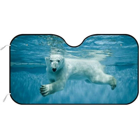 GZHJMY Car Windshield Sunshade Cute White Bear, Foldable Car Visor Front Window Sun Shade for SUV Car 51 x 27.5 inch Keep Vehicle Cool