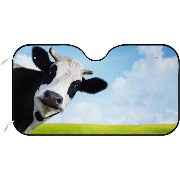 GZHJMY Car Windshield Sunshade Funny Cow, Foldable Car Visor Front Window Sun Shade for SUV Car 51 x 27.5 inch Keep Vehicle Cool