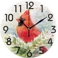 thumbnail image 1 of GZHJMY Cardinal on Branch Christmas Round Wall Clock, 9.5 Inch Battery Operated Quartz Analog Quiet Desk Clock for Home,Office,School,Kitchen, 1 of 4