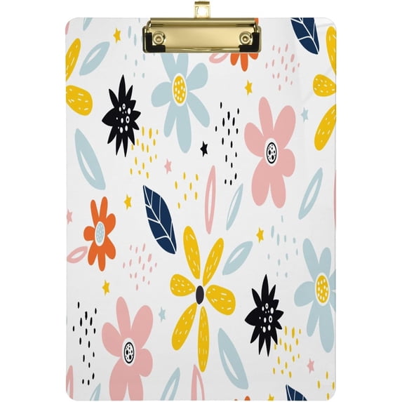 GZHJMY Cartoon Colored Flowers Clipboard,Standard A4 Letter Size Hardboard Office Clipboards with Low Profile Clip for Classrooms, Offices,Students-Silver Clip3 Whiteboard Clipboards
