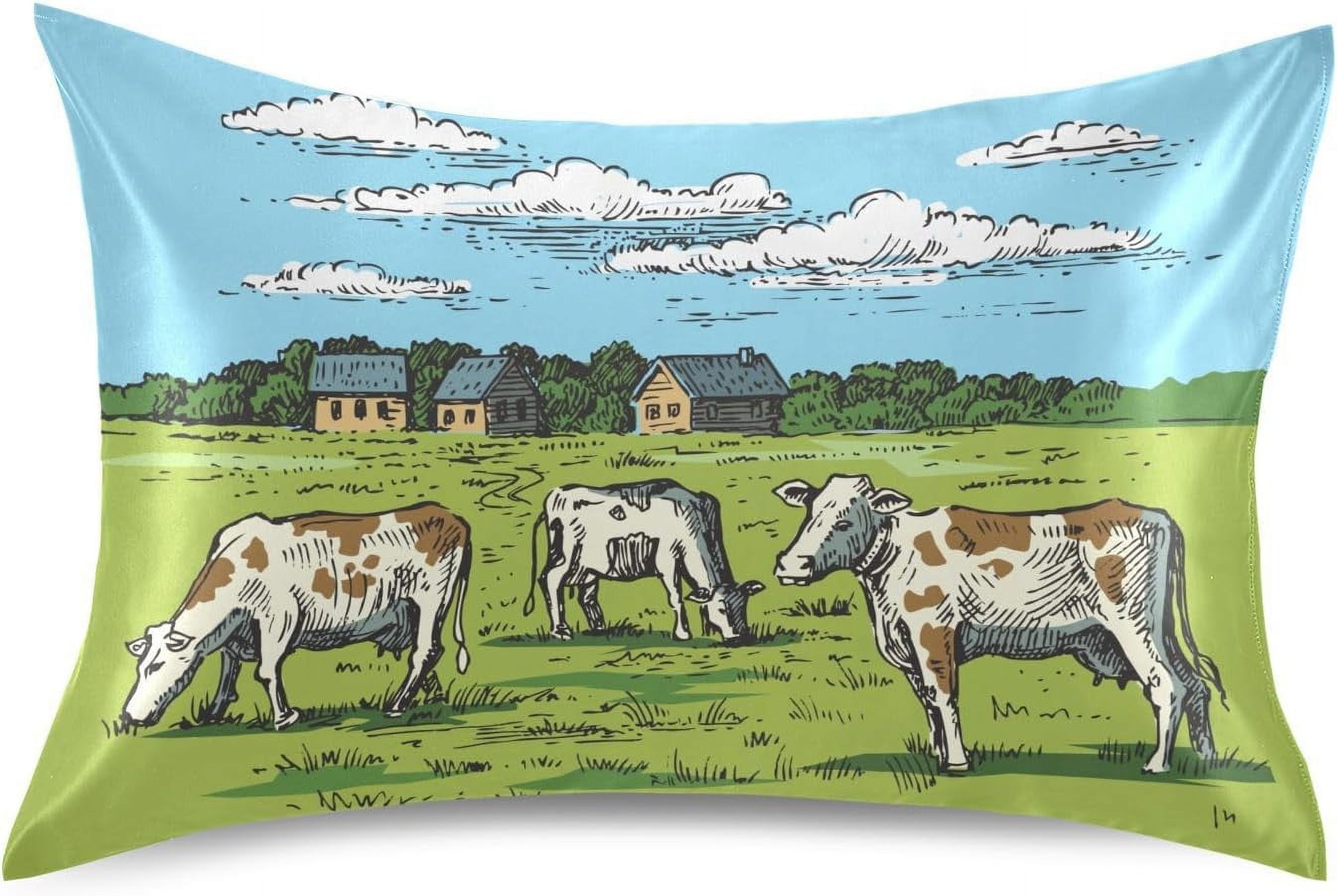 GZHJMY Cartoon Farm Satin Pillowcase for Hair and Skin with Envelope