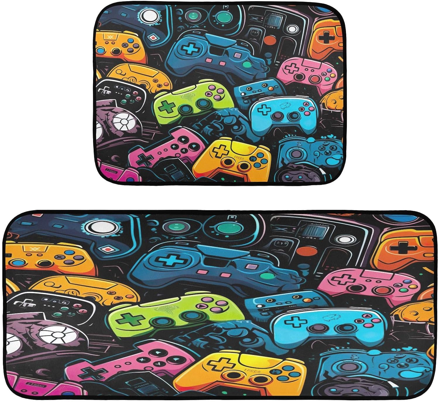 GZHJMY Cartoon Gamepad Kitchen Rug Set of 2 Non Slip Washable Cushioned ...