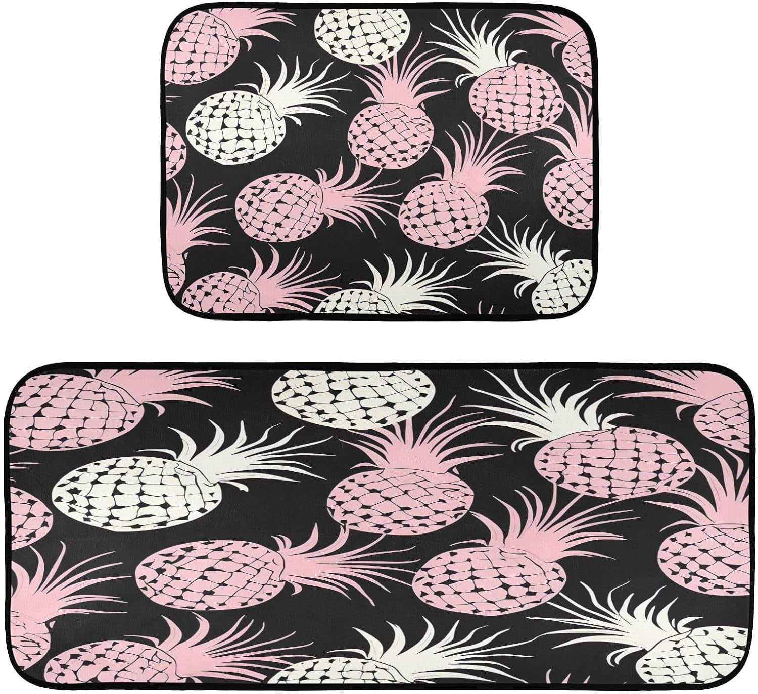 GZHJMY Cartoon Pineapple Kitchen Rug Set of 2 Non Slip Washable