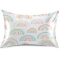 thumbnail image 1 of GZHJMY Cartoon Rainbow Satin Pillowcase, Soft Breathable Silk Pillow Case with Envelope Closure for Hair and Skin, Standard Size 26 x 20 Inch Home Decor, 1 of 7