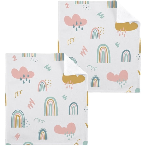 GZHJMY Cartoon Rainbow Wash Cloth Set of 6, 12 x 12 Inch Cotton Baby Washcloths Absorbent and Super Soft Feel Fingertip Towel Face Towels for Bathroom, Gym, Spa