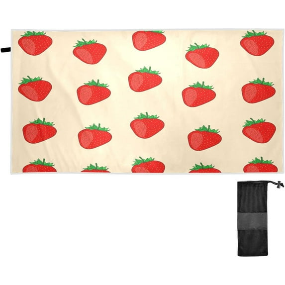 GZHJMY Cartoon Strawberry Beach Towel,Absorbent Quick Dry Sport Towel Oversized Lightweight Soft Bath Towel for Travel Sports Pool Swimming Bath Camping 31x71in Bathroom Towels