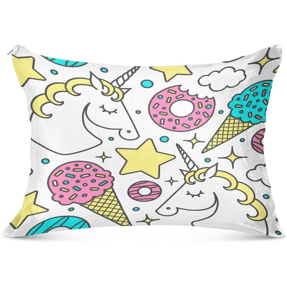 GZHJMY Cartoon Unicorn Pillowcase Standard Size, Super Soft Pillow Shams Covers, Plush Cozy Pillow Cases with Zipper, 20" X 26"(87)