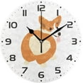 thumbnail image 1 of GZHJMY Cartoon Welsh Corgi Dog Wall Clock, 10" Silent Non Ticking Round Clock, Oil Painting Easy to Read Clock for Living Room Bedroom Bathroom Home Decor Holiday Gifts, 1 of 7