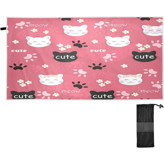 GZHJMY Cat Beach Towel Oversized Towel Blanket, Thin Lightweight Microfiber Sand Free Quick Dry Towel, 31”X71” Multipurpose Pool Bath Yoga Swim Shower Towel