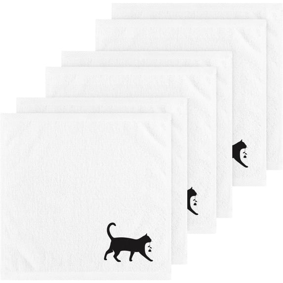 GZHJMY Cat Brings Flower Cotton Wash Cloths, Facial Cleansing Cloths Super Soft Absorbent Face Hand Towel Fingertip Towel Washcloths Set of 6, 12 x 12 inch