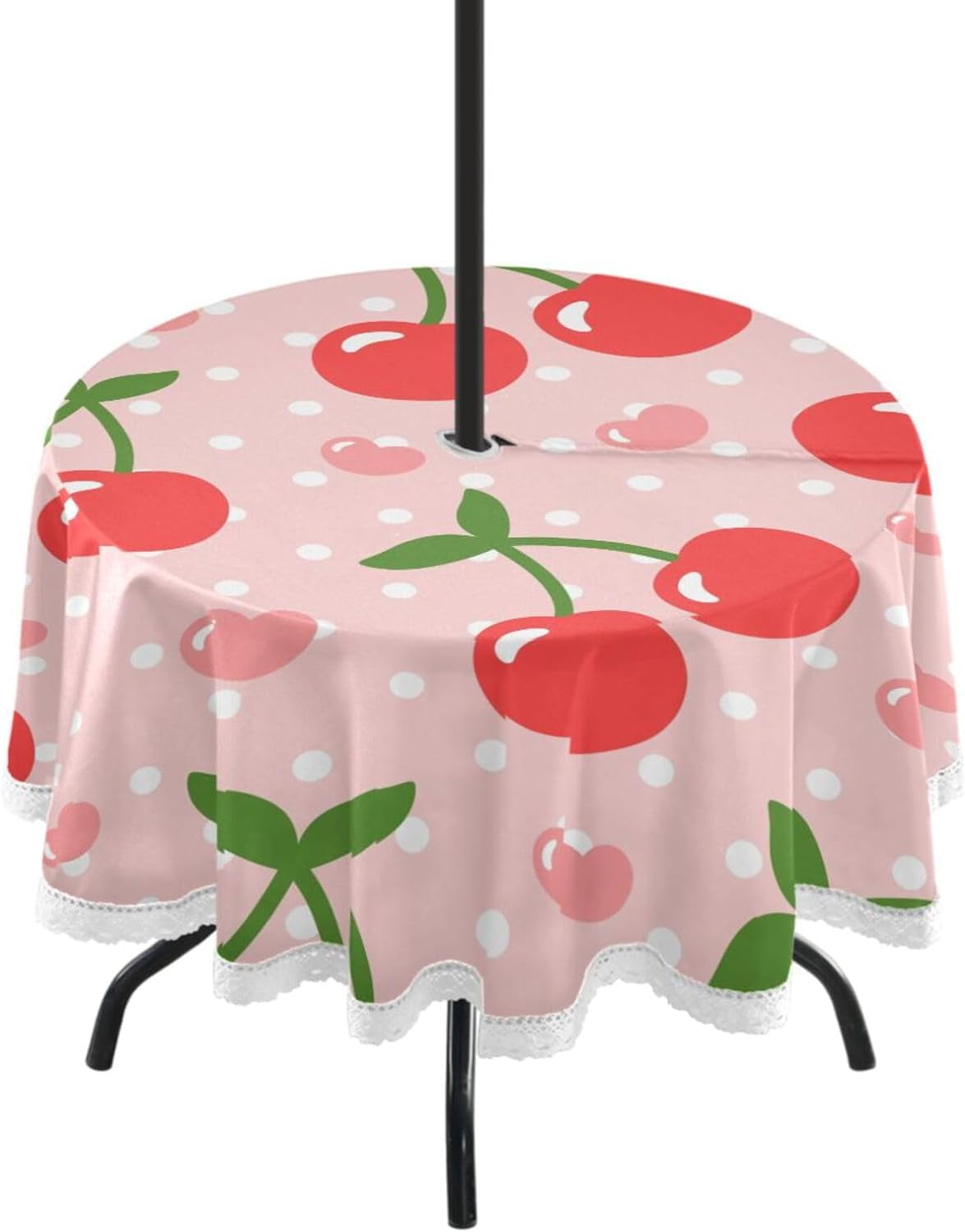 GZHJMY Cherry Outdoor Table Cloth, Heat Resistant Round Table Cover
