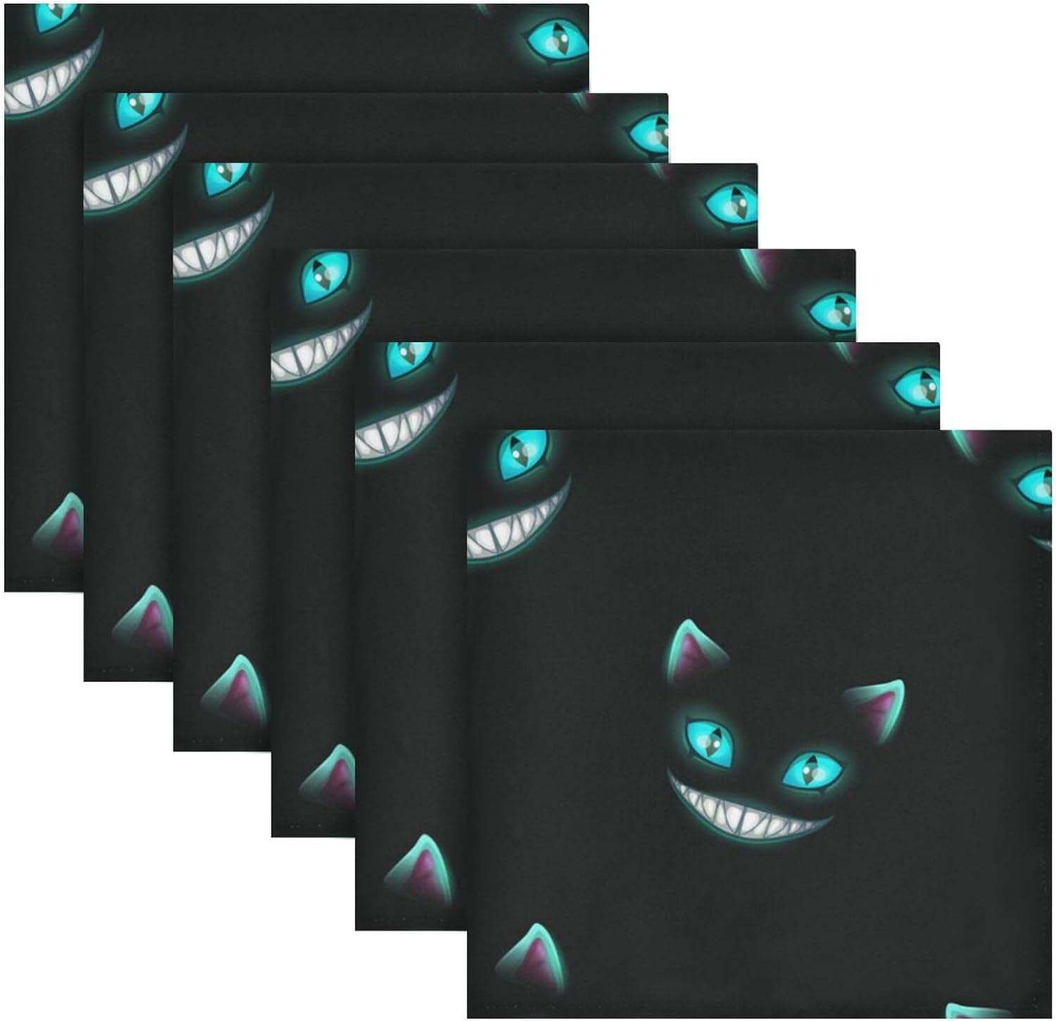 GZHJMY Cheshire Cat Cloth Napkins Set of 6, Reusable Washable Oversized