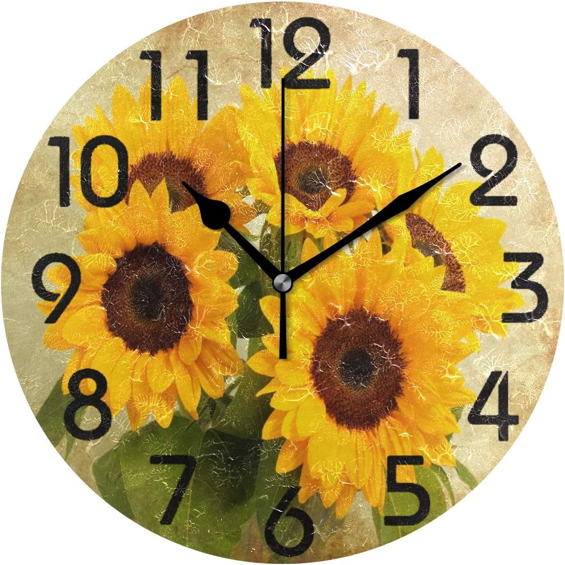 GZHJMY Chic Beautiful Vintage Summer Blooming Sunflowers Round Wall ...