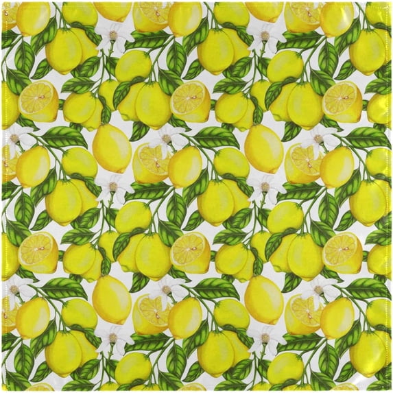 GZHJMY Chic Beautiful Yellow Lemons Floral Cloth Napkins, Set of 1 20 x 20 Inch Soft & Comfortable Polyester Dinner Napkin for Family, Restaurant, Weddings, Parties