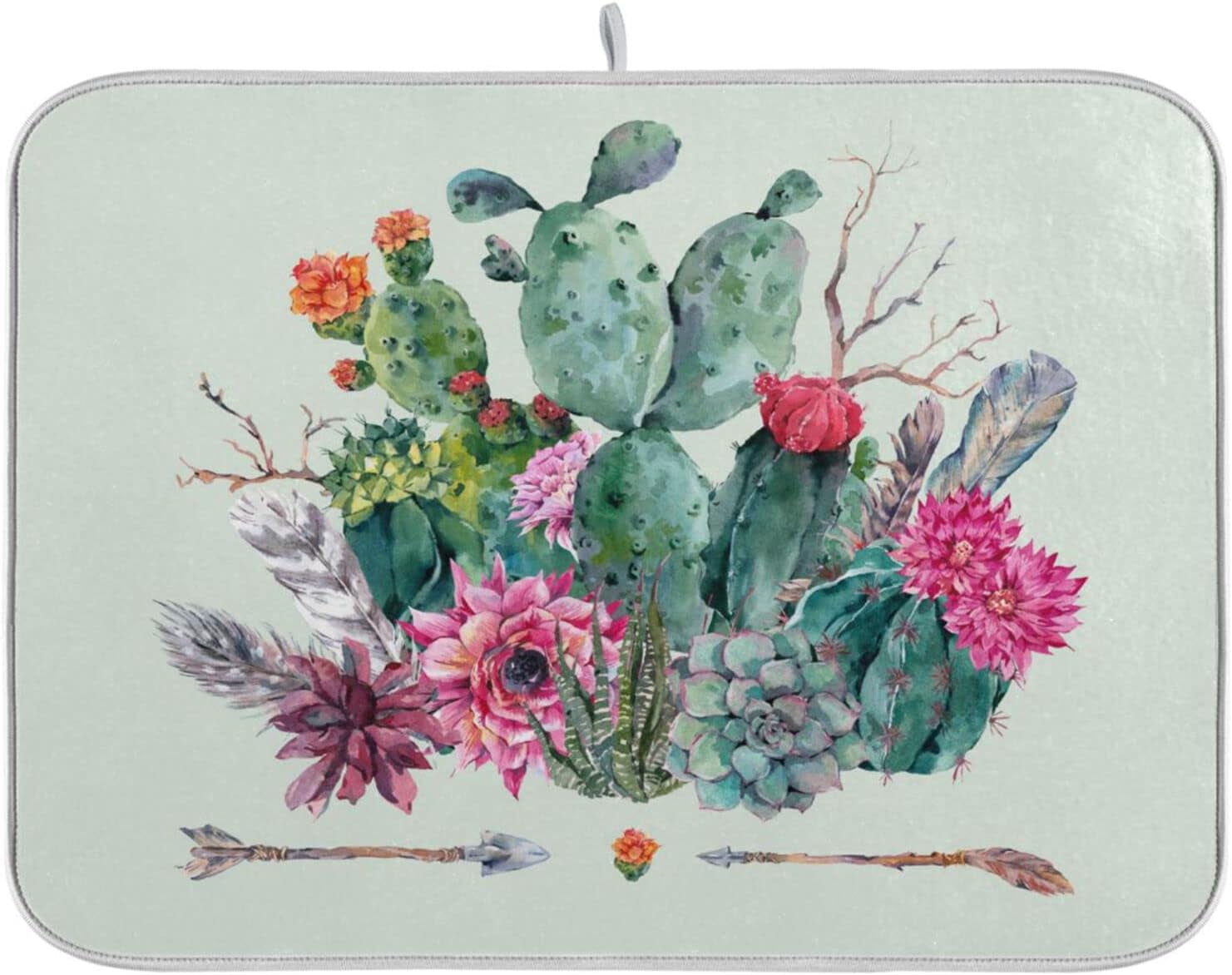 GZHJMY Chic Boho Exotic Cactus Arrow Pattern Absorbent Dish Drying Mat ...