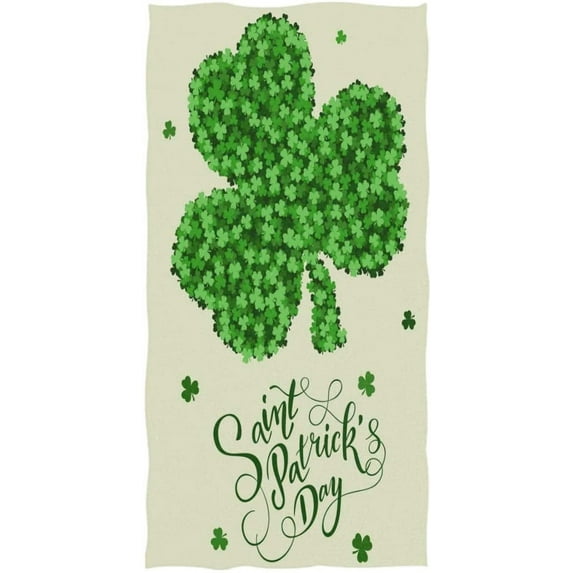 GZHJMY Chic Clover Shamrock St. Patrick's Day Soft Highly Absorbent Large Decorative Hand Towels Multipurpose for Bathroom, Hotel, Gym and Spa (16 x 30 Inches)