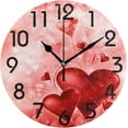 thumbnail image 1 of GZHJMY Chic Creative Red Hearts Flower Valentine Wedding Pattern Round Wall Clock, 9.5 Inch Battery Operated Quartz Analog Quiet Desk Clock for Home,Office,School, 1 of 4