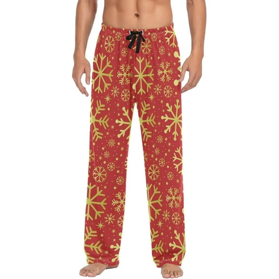 GZHJMY Chrismas Snowflake Pajama Pants for Men, Lounge Pants Lightweight Men Pajama Bottoms with Drawstring Pockets, Christmas New Year Birthday Gifts, Medium