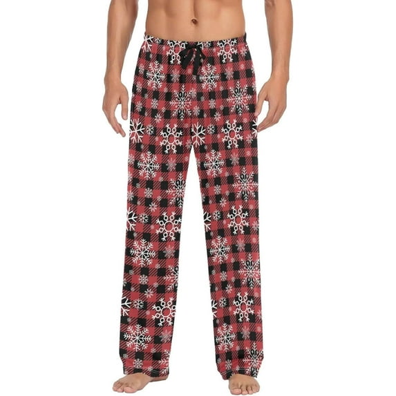 GZHJMY Chrismas Snowflake Pajama Pants for Men, Lounge Pants Lightweight Men Pajama Bottoms with Drawstring Pockets, Christmas New Year Birthday Gifts, Medium