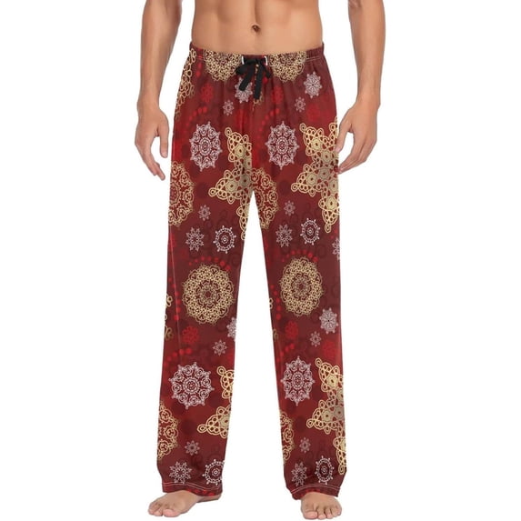 GZHJMY Chrismas Snowflake Pajama Pants for Men, Lounge Pants Lightweight Men Pajama Bottoms with Drawstring Pockets, Christmas New Year Birthday Gifts, Small