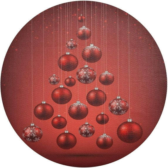 GZHJMY Christmas Balls Round Placemats Set of 4, Non-Slip PVC Table Mats Washable Heat Resistant Place Mats for Kitchen Dining Table Christmas Home Decor, 15.4 Inch Table Mat